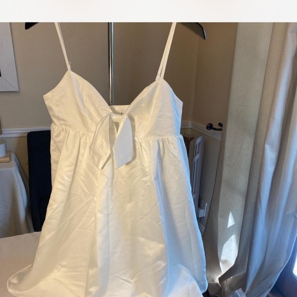 Princess Polly White Ruched Tie Front Mini Dress - Picture 4 of 9